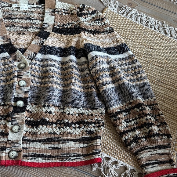 Veronica Beard Cecily Mixed Knit Wool Cardigan Button Sweater Size S - Picture 8 of 13